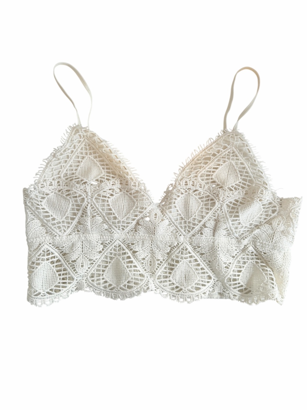 Anemone Cream Crochet Lace Crop Bralette Sz M